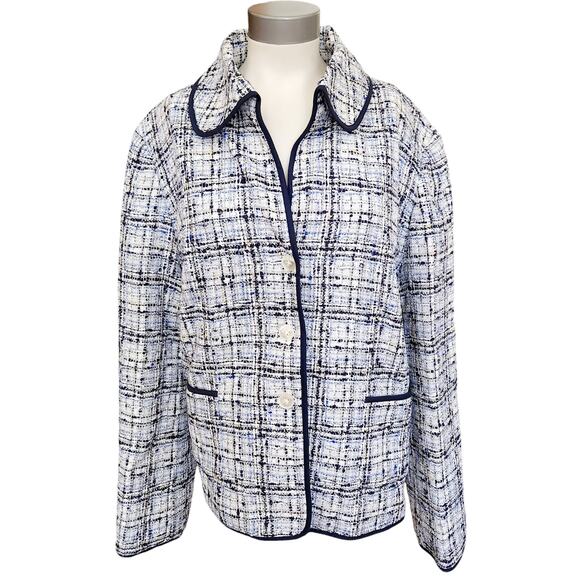 ELLEN TRACY tweed boucle blazer career jacket in midnight Woman Plus Size 20 NEW - Picture 1 of 6